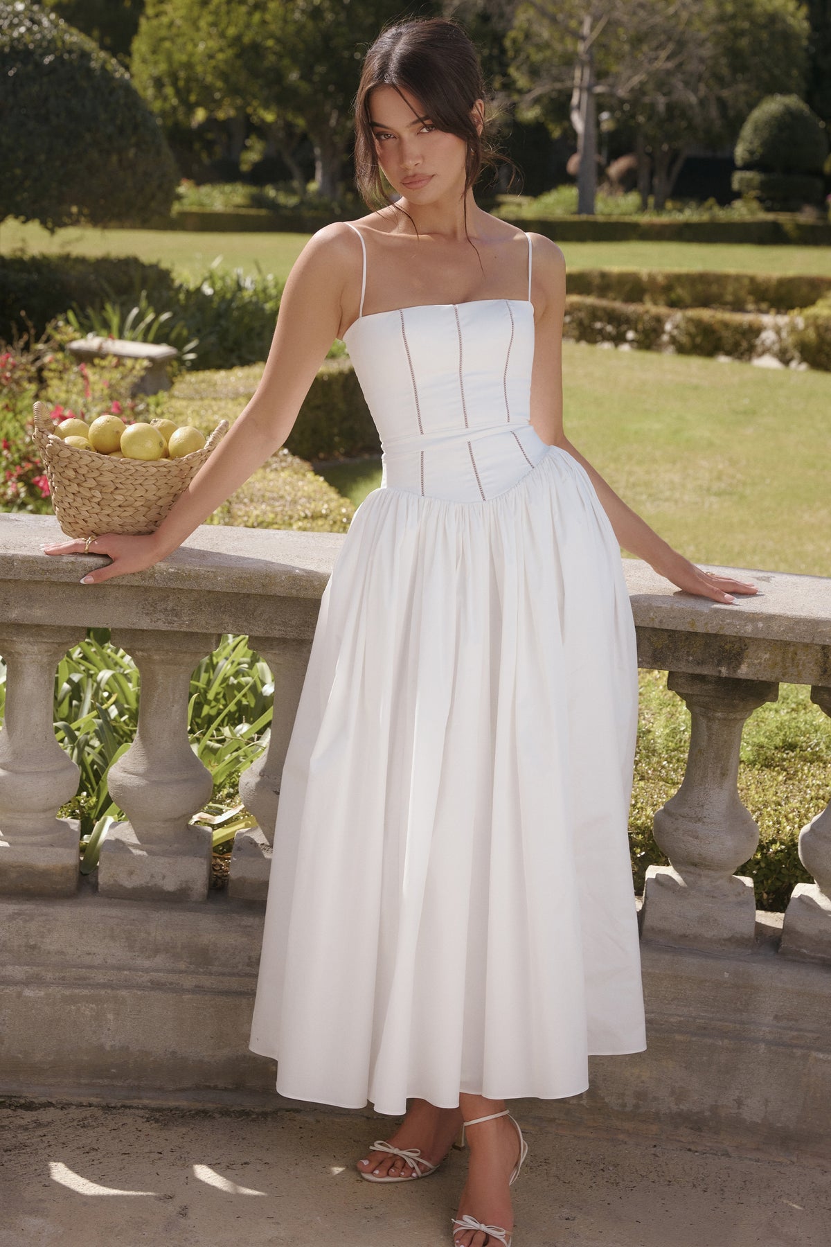 Ysabella White Cotton Maxi Sundress
