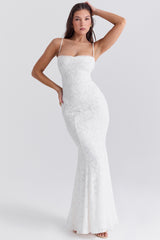 Joan Ivory Lace Up Back Maxi Dress