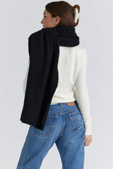 Nara Black Wool Oversized Textured Scarf