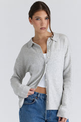 Devon Grey Cashmere + Merino Wool Knit Shirt