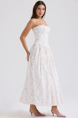 Ysabella White Posy Print Cotton Maxi Sundress