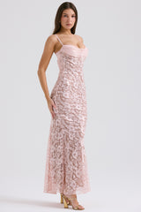 Azzurra Rose Pink Lace Godet Gown