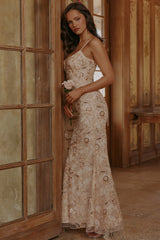Naima Peach Hand Beaded Embellished Corset Maxi Dress - Limited Edition
