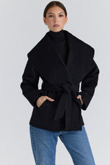 James Black Wool Shawl Collar Jacket