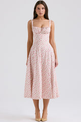 Carmen White Rosebud Print Cotton Bustier Sundress