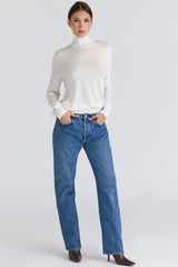 Angel Ivory Silk + Wool Roll Neck Sweater
