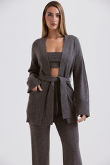 Alaia Charcoal Cashmere Blend Belted Cardigan