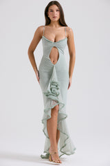 Gabriella Pistachio Ruffled Front Gown