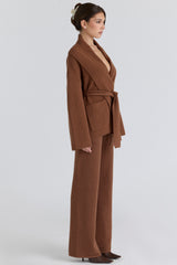 Chelsea Tan Cashmere + Wool Wide Leg Trousers