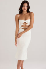 Amalia Ivory Satin Cutout Corset Dress