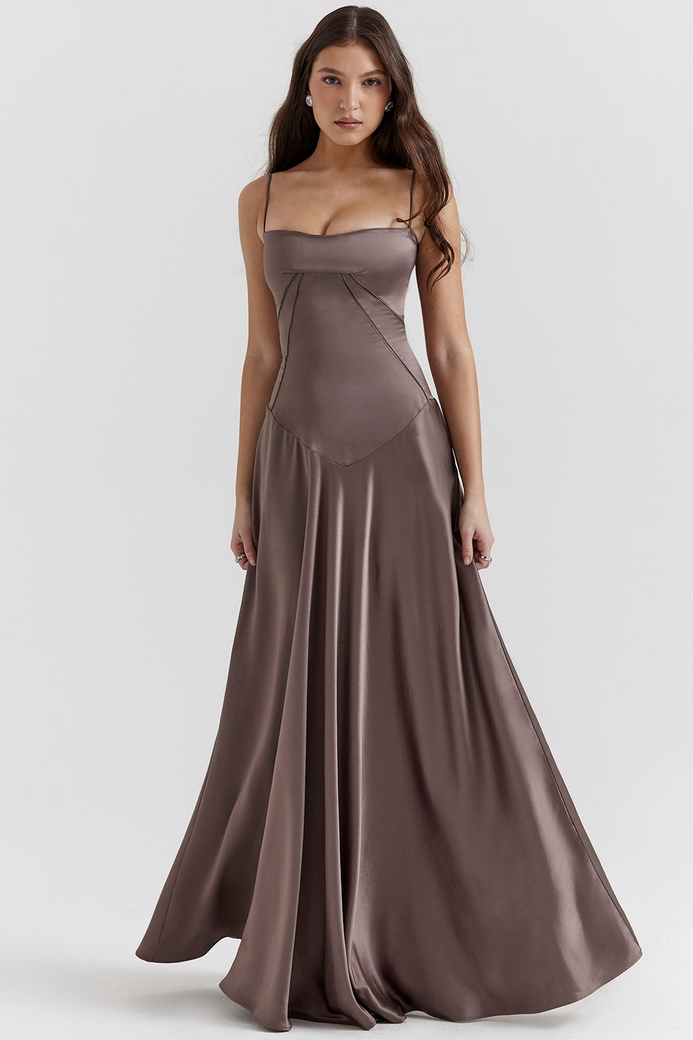 Anabella Smoke Lace Up Maxi Dress