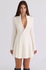 Ayla Cream Asymmetric Skater Mini Dress