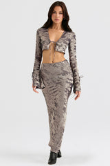 Clara Pewter Bias Cut Midi Skirt