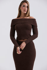 Saffron Chocolate Soft Boucle Knit Top