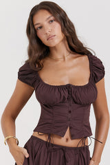 Kitty Rich Brown Gathered Top