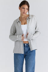 Devon Grey Cashmere + Merino Wool Knit Shirt
