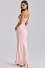 Ayana Pink Lace + Satin Maxi Corset Dress