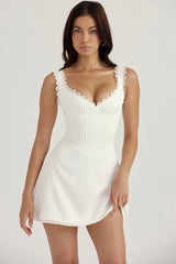 Tilly White Pin Tuck Mini Dress