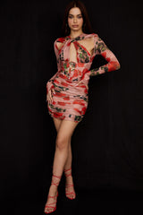 Adanna Rose Print Corset Mini Dress