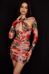 Adanna Rose Print Corset Mini Dress