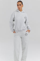 Muse Light Grey Marl Cotton Fleece-Back Hoodie