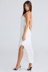 Fornarina White Gathered Stretch Mesh Maxi Dress