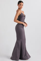 Fleur Shadow Satin Strapless Gown