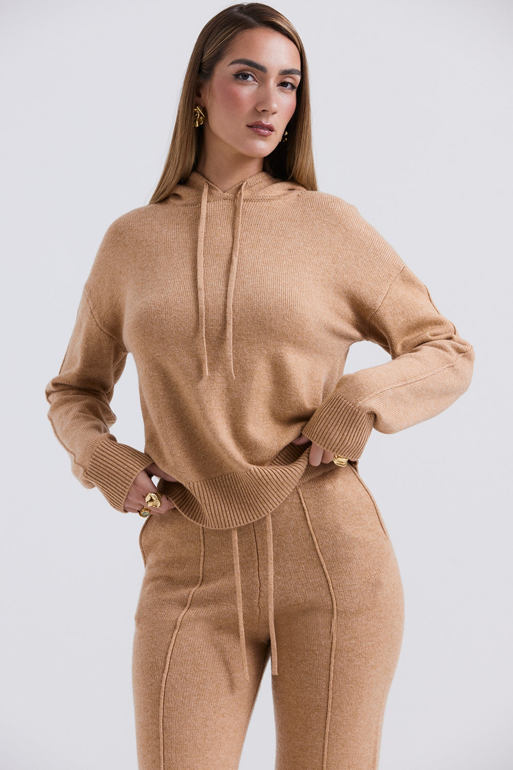 Jionni Camel Cashmere Blend Hoodie