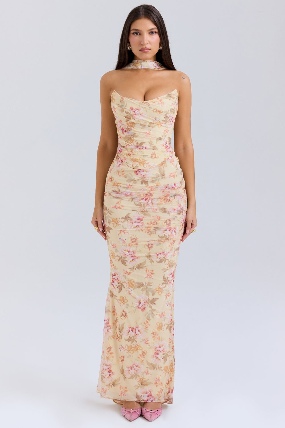 Cassidy Honeyflower Print Fluted Hem Maxi Skirt