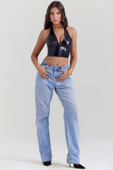Ariadne Black Latex Halter Top