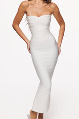 The Sweetheart True White Strapless V Waist Bandage Maxi Dress
