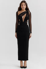 Zahra Black Plunge Maxi Dress