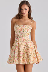 Dolly Warm Rose Print Cotton Flared Mini Sundress