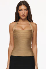 The Silhouette Gold Shimmer Halter Neck Bandage Top