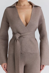 Fallon Taupe Wool Wrap Contour Jacket