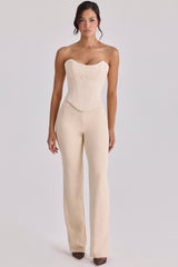 Chiara Vintage Ivory Crepe Straight Leg Trousers