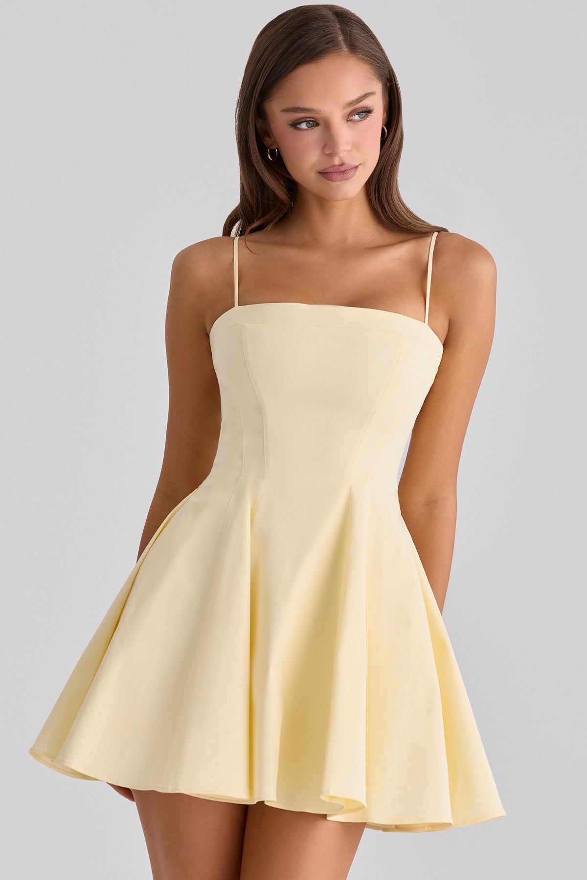 Dolly Lemon Cotton Flared Mini Sundress