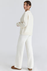 Andie Ivory Merino Wool Knit Trousers