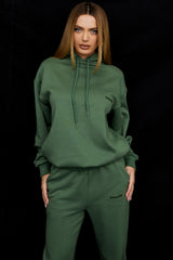 Halo Moss Cotton Fleece-Back Oversized Hoodie