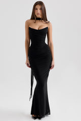 Hallie Black Strapless Corset with Neck Scarf