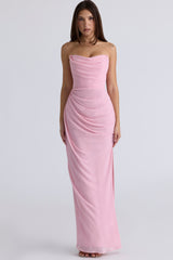 Adrienne Pink Quartz Georgette Strapless Gown