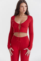 Perla Cherry Ribbed Knit Top