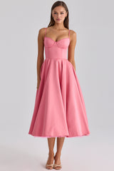 Mademoiselle Raspberry Satin Tulle Midi Dress