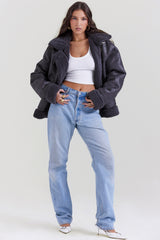 Madden Grey Vegan Shearling Aviator Jacket