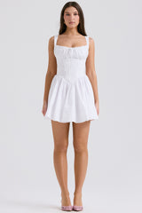 Natassia White Cotton Mini Dress