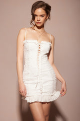 Marlene White Cotton Broderie Anglais Mini Dress
