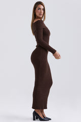 Sloane Chocolate Soft Cotton Boucle Maxi Skirt
