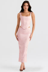 Rafa Pink Floral Satin Longline Corset