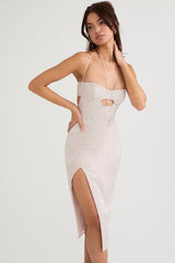 Georgia Crystal Satin and Lace Midi Dress