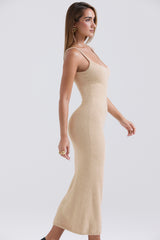 Fayette Beige Soft Fluffy Knit Maxi Dress